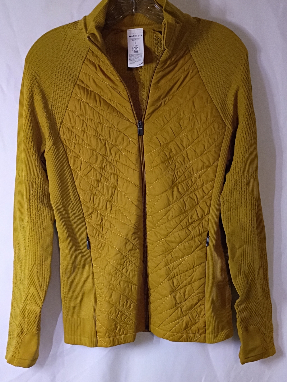 Athleta Quilted Full-Zip Jacket in Mustard